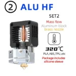 NF-Crazy Hotend ALU HF SET2: 3D printer hotend with aluminum block, brass nozzle, mass flow, up to 320°C