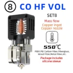 NF-Crazy Hotend: 3D printer hotend with copper nozzle, copper ingot, mass flow, and black heatsink, supports 550°C