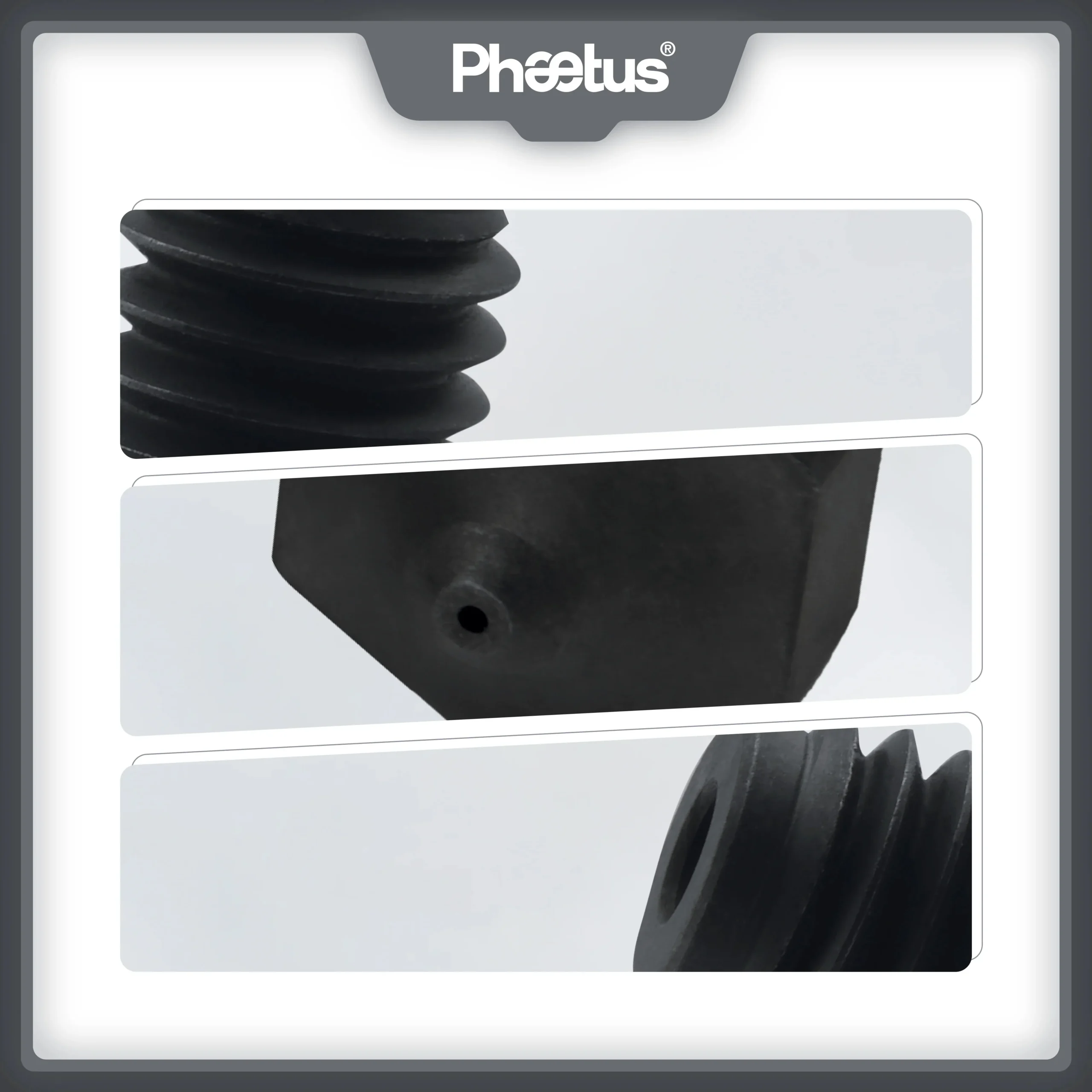 PS Hardened Steel Nozzle: Close-up of a durable 3D printer nozzle with precise threading and a small opening for filament extrusion.