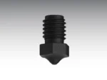 PS Hardened Steel Nozzle: Black 3D printer nozzle with threads and hexagonal base.
