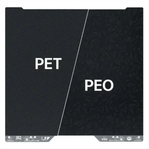 BIQU Panda Buildplate Designer PEO+PET: 3D printer build plate with PET carbon fiber and PEO geometric textures.