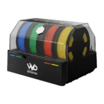 BIGTREETECH ViViD multi-color filament dryer box with multiple filament spools inside.