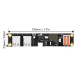 K Hub V1.0 PCB with four USB 2.0 ports, fan connector, and 24V input.