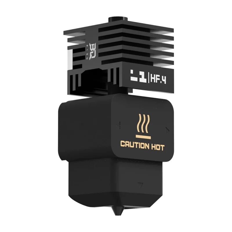BIQU Panda Juicer HF hotend with "HF.4" and "CAUTION HOT" text