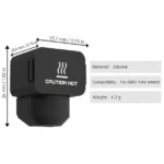 BIQU Panda Juicer hotend silicone sock with dimensions and "CAUTION HOT" text