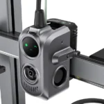Creator Knomi Hi module with a smiley face display, mounted on a 3D printer rail.