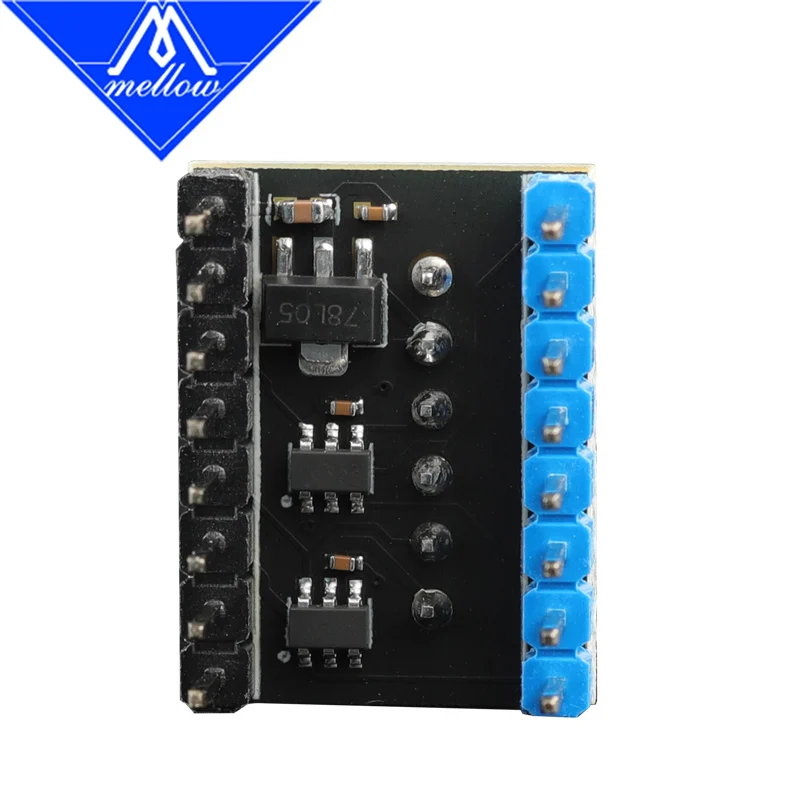 Three 78L05 voltage regulators on a circuit board with screw terminals